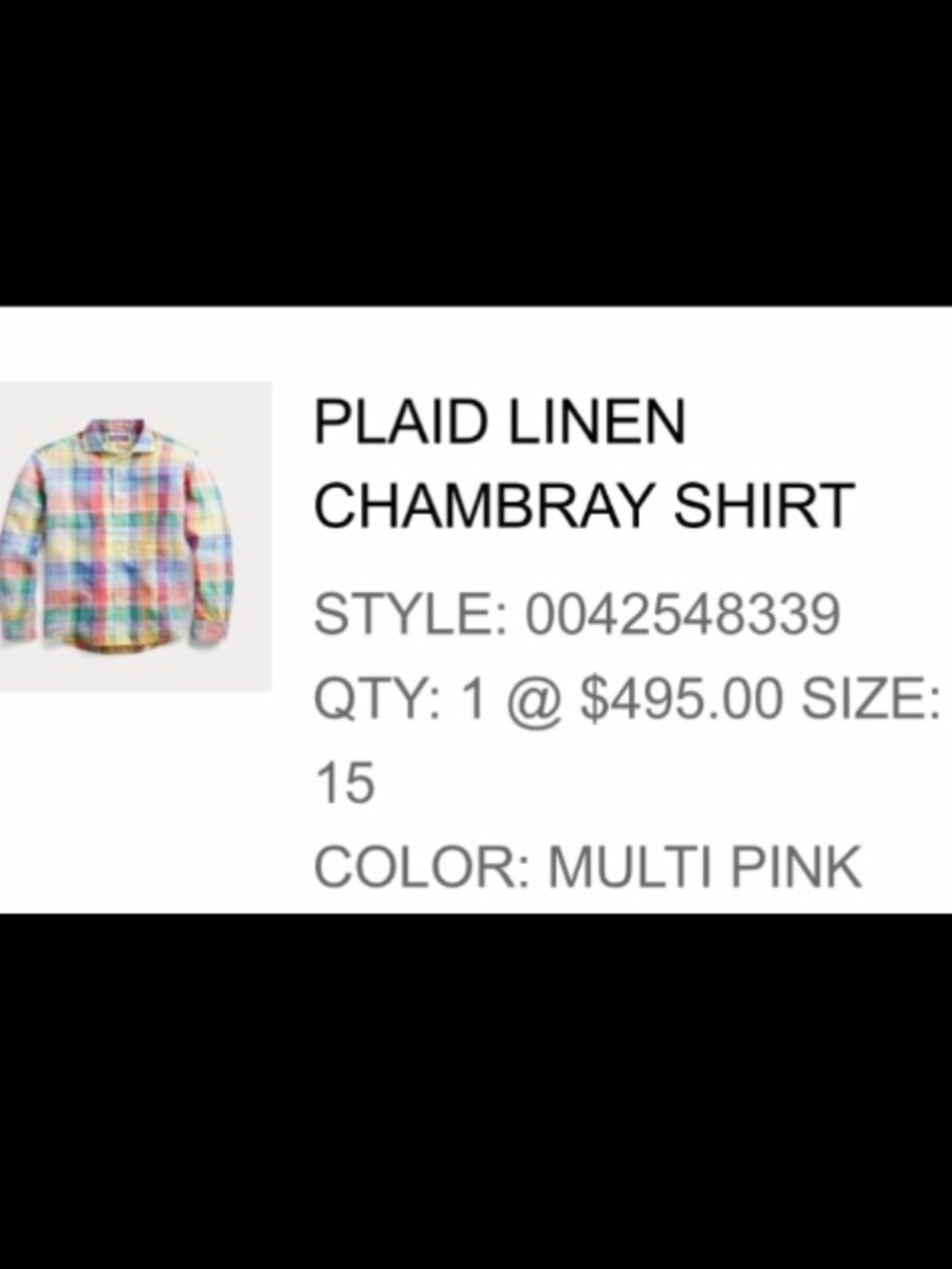 Ralph Lauren Purple Label Multicolor Plaid Chambray Linen Button-Down Shirt - Picture 5 of 5